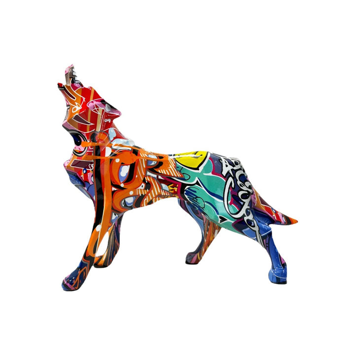 Unique wolf sculpture made of hand-painted resin Stornfield