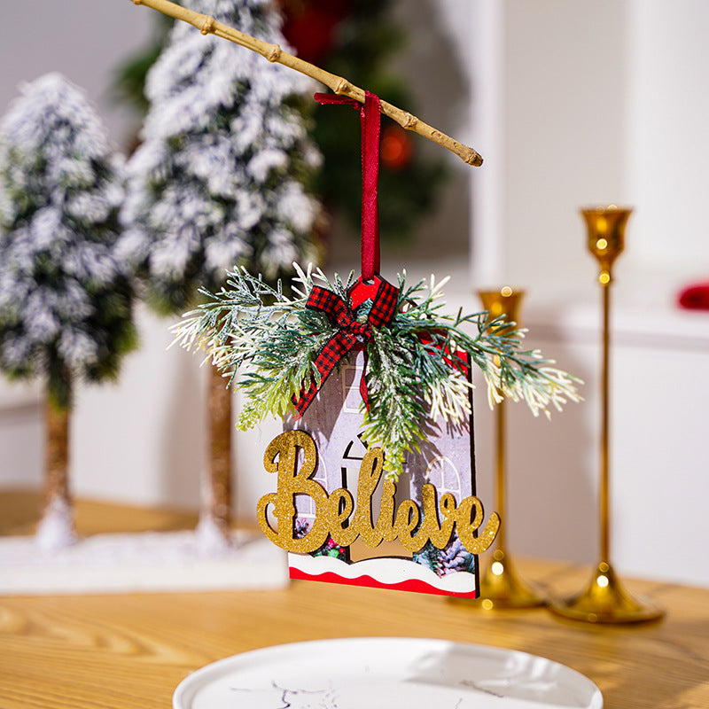 Decorative wooden sign with Christmas message Stornfield
