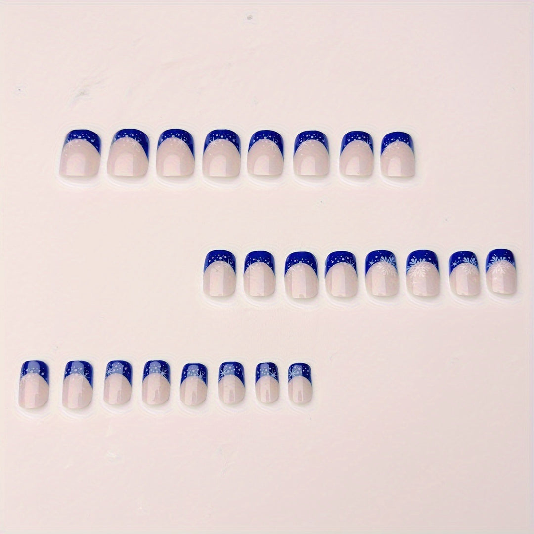 Glittering artificial nails in winter snowflake design Stornfield