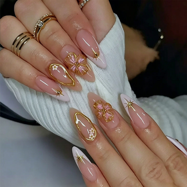 Artificial nail set with elegant floral and glamorous details Stornfield