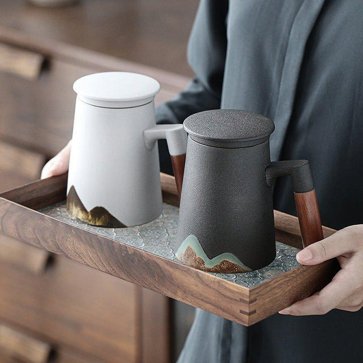 Mountain Themed Ceramic Tea Cups With Filter | Stornfield