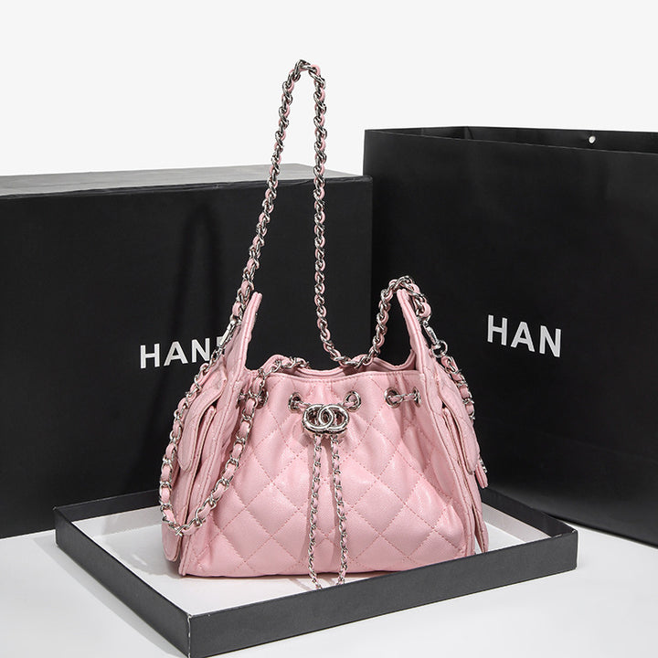 Quilted Drawstring Bucket Handbag