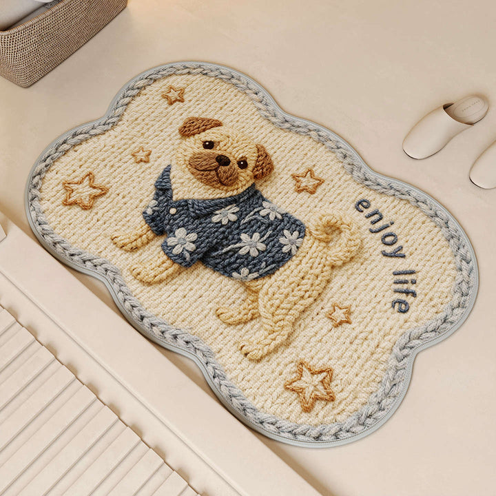 Playful Dog-Themed Bath Mat