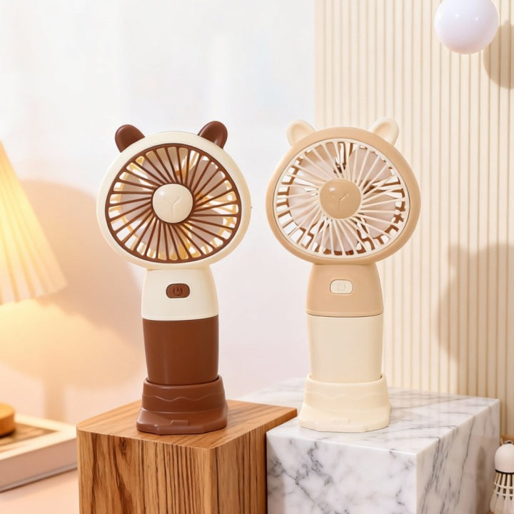 Women's portable USB hand fan with LED lighting and cute animal design Stornfield