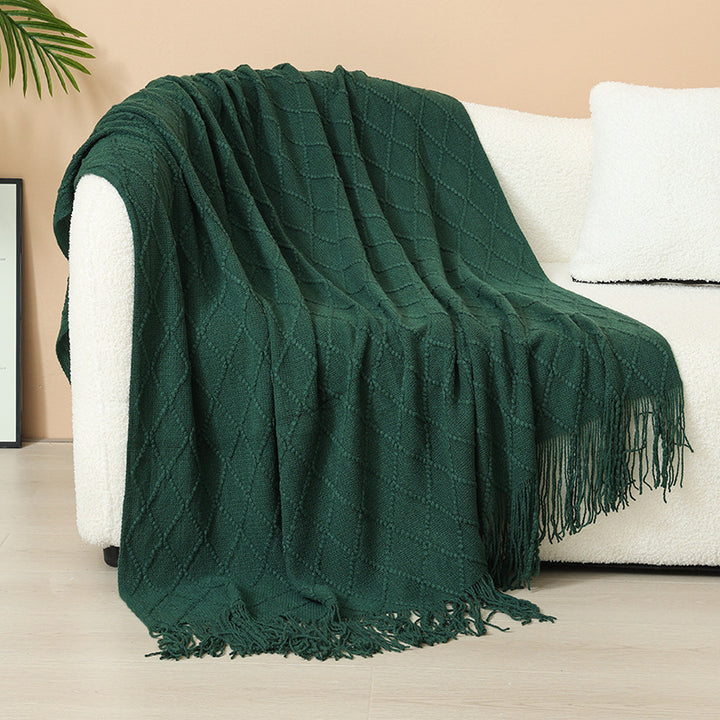 Women Elegant and stylish living and cuddly blanket with fringes Stornfield