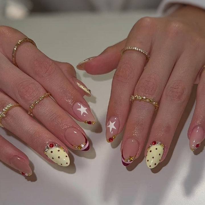 Acrylic Nail Set with Luxurious Accents and Creative Designs Stornfield