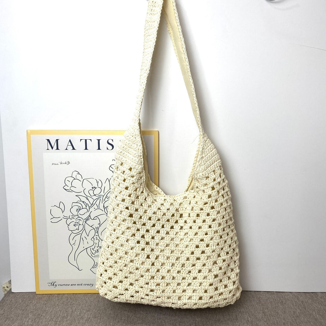 Hand-knotted shoulder bag in modern net design Stornfield