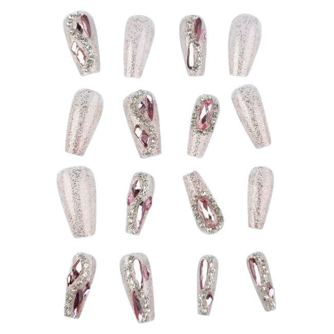 Artistic Crystal-Embellished Nail Enhancements Stornfield