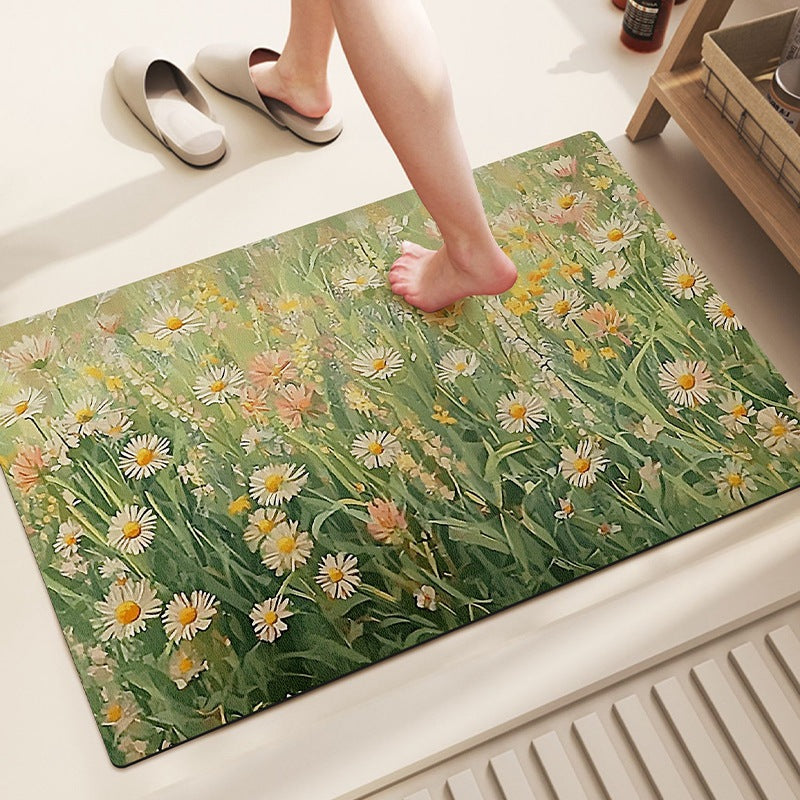 Nature-Inspired Floral Pattern Bath Mat