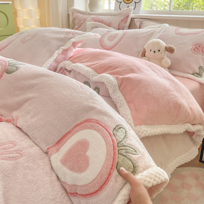 Cartoon Animal Plush Comforter Set