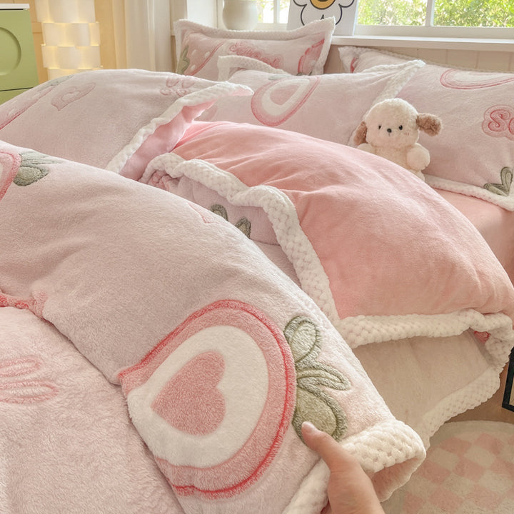 Cartoon Animal Plush Comforter Set