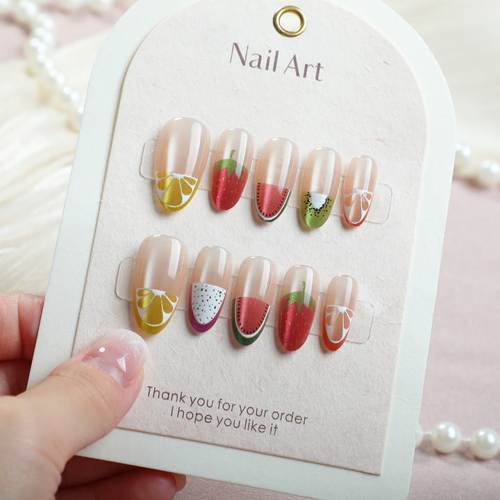Fruit-Inspired Floral Press-On Nail Art Set Stornfield