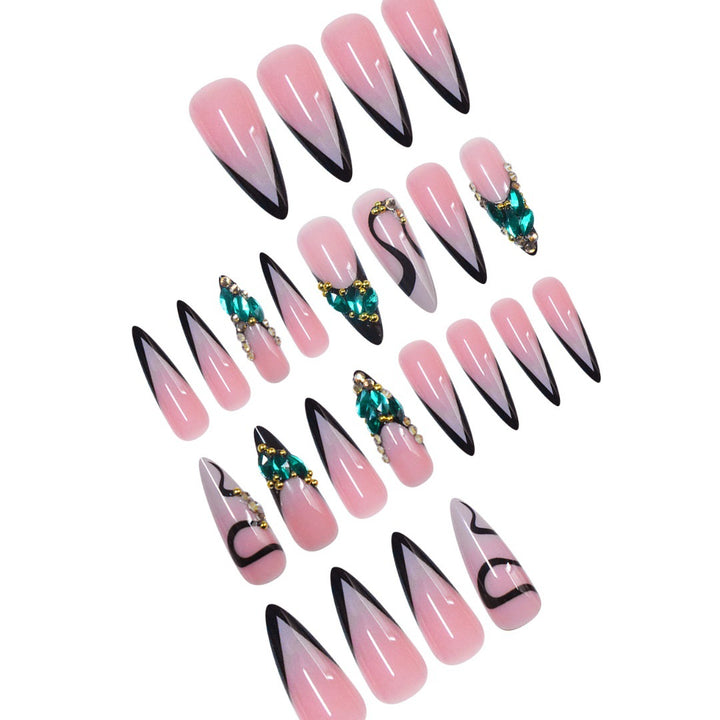 Rhinestone-Embellished Stiletto Nail Art Extensions Stornfield