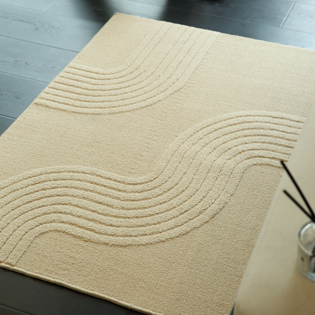 Soft Textured Wave Design Area Rug