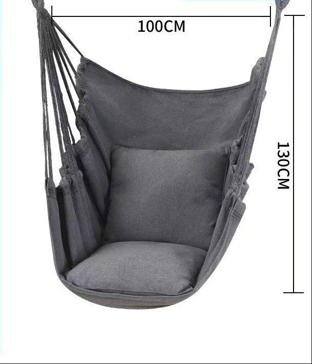 Hanging hammock chair with reinforced cotton canvas and integrated arm pockets Stornfield