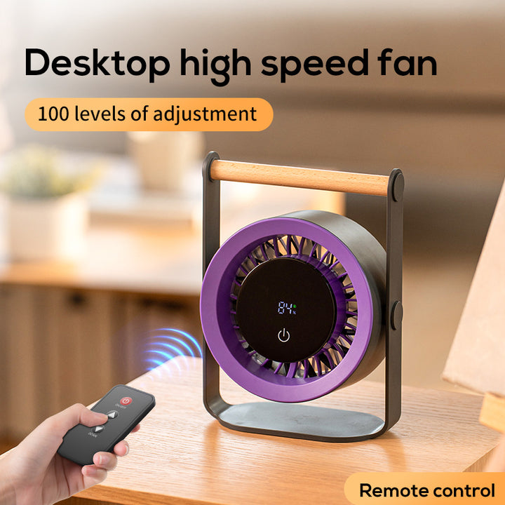 Unisex nano portable battery table fan with digital LED display and wood handle Stornfield