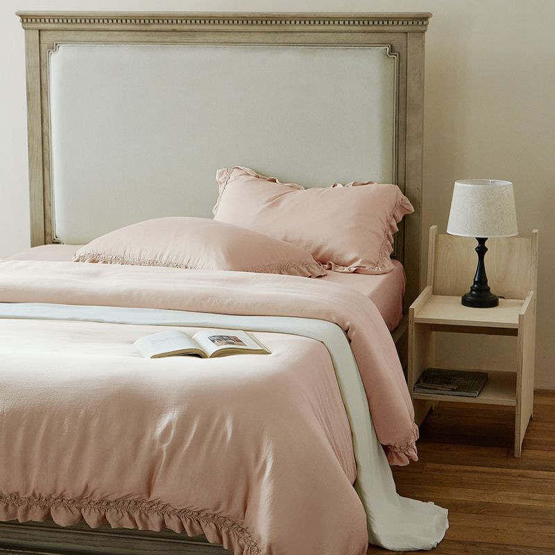 Ruffled Washed Linen-Feel Duvet Cover Set with Pillow Shams & Bedskirt