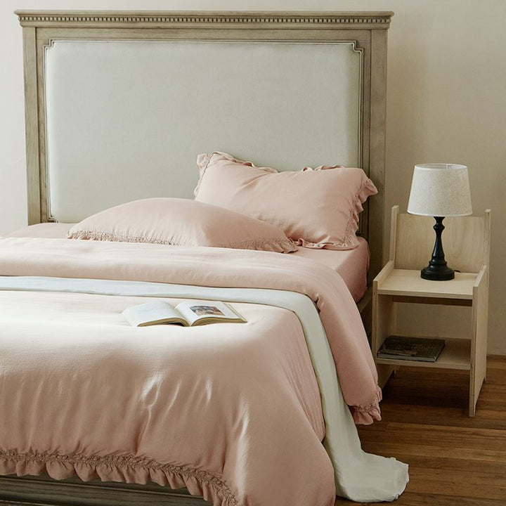 Ruffled Washed Linen-Feel Duvet Cover Set with Pillow Shams & Bedskirt