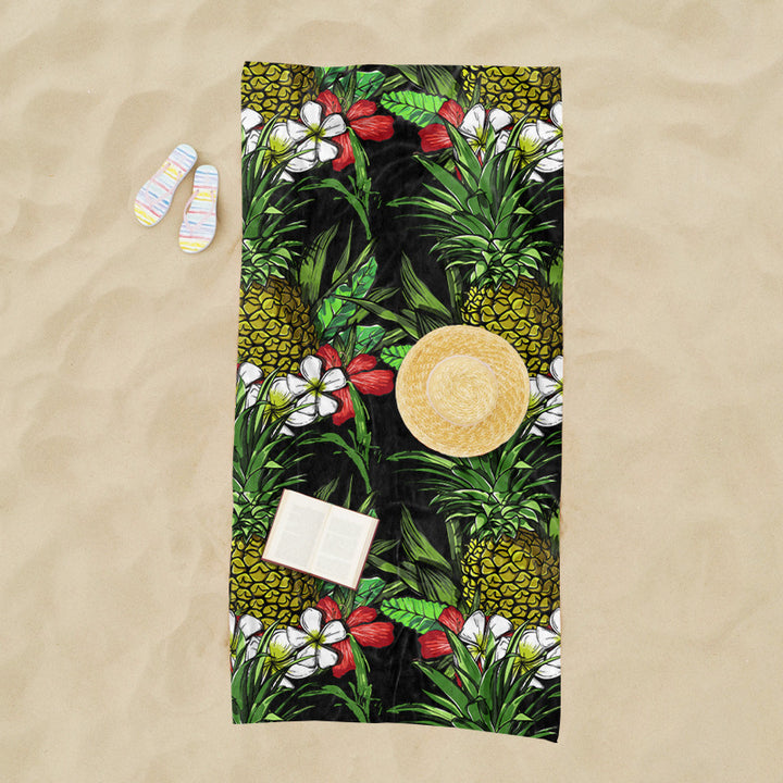 Beach towel with exotic pineapple and palm pattern Stornfield