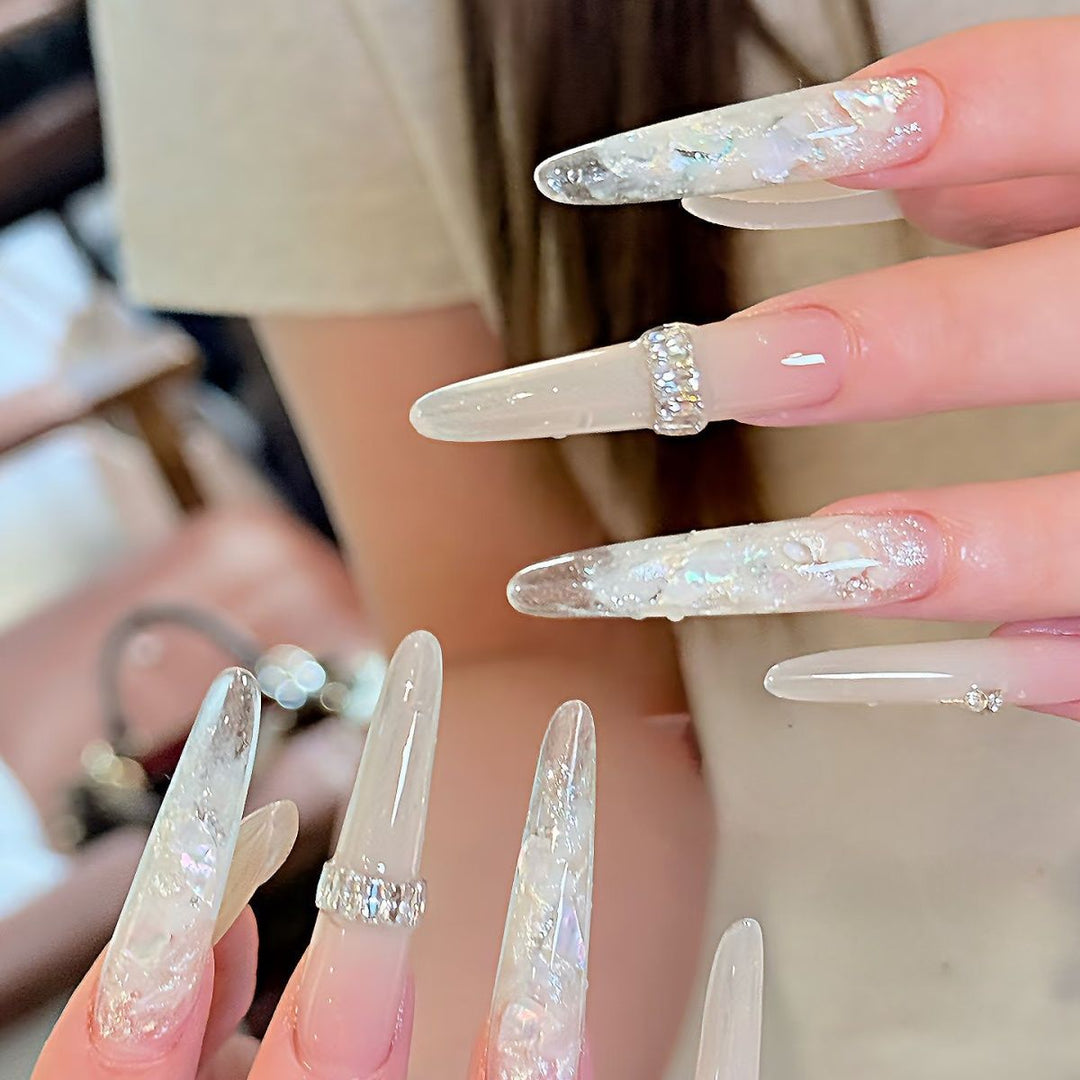 Glamorous Crystal-Studded Stiletto Press-On Nails Stornfield