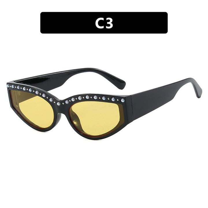 Women's Cat-Eye Sunglasses with Sparkling Rhinestone Accents and Animal Pattern Stornfield