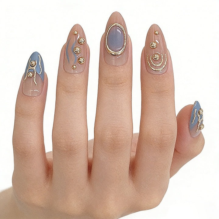 Artistic Metallic Press-On Nail Set Stornfield