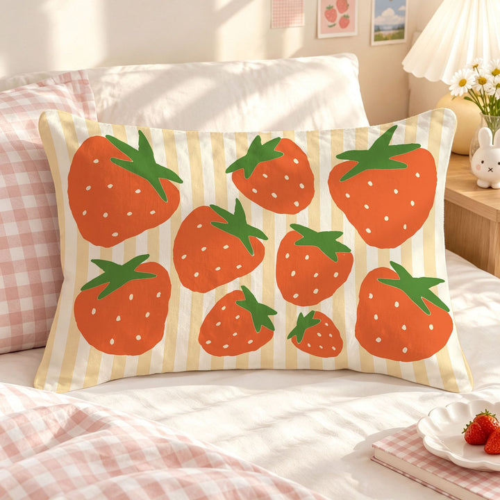 Strawberry-Themed Decorative Pillow