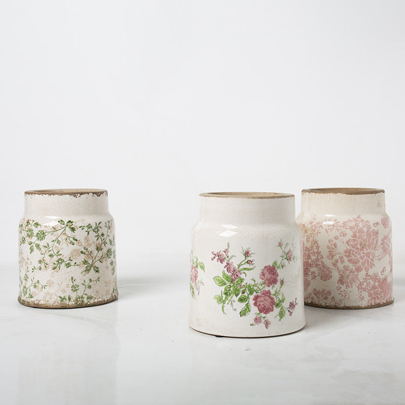 Decorative flower pot with floral decoration Stornfield