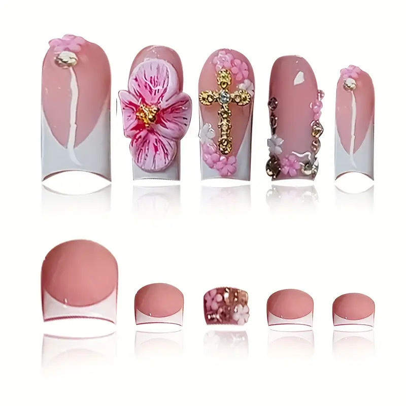 3D Floral Decorative Press-On Nails Set Stornfield