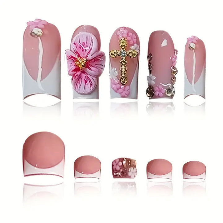 3D Floral Decorative Press-On Nails Set Stornfield