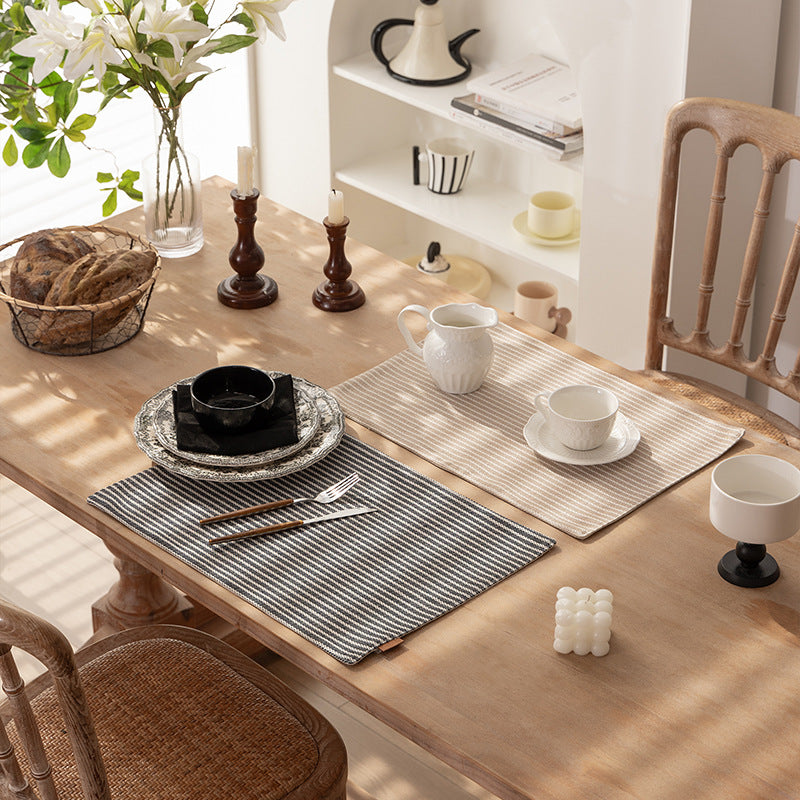Rectangular table set made of woven herringbone cotton blend with anti-slip coating Stornfield