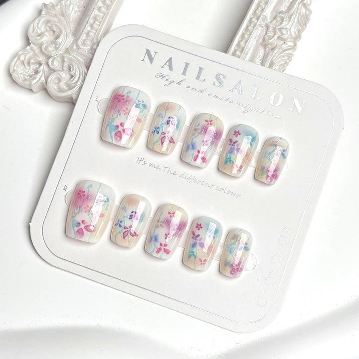 Decorative Floral Press-On Nail Kit