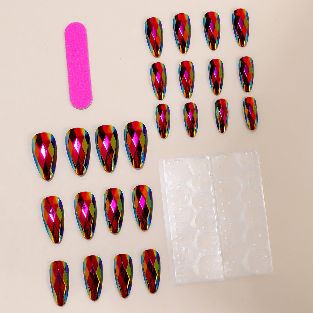 Stiletto Nail Art Extensions with Geometric Prism Design Stornfield