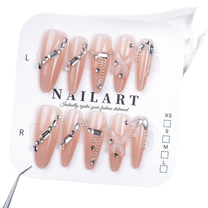 Artistic Floral and Gemstone Press-On Nails Stornfield