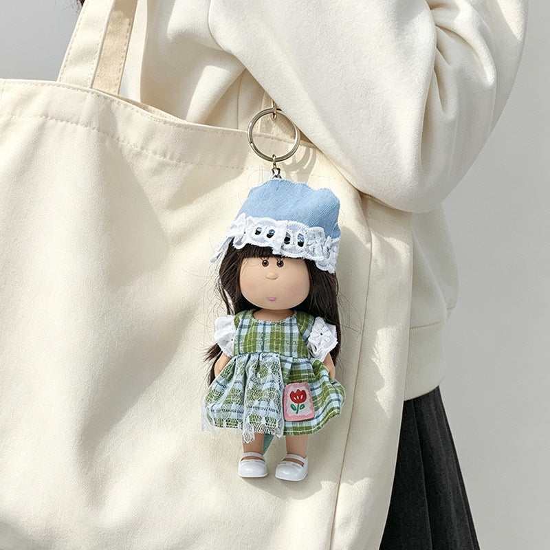 Hooded Doll Bag Charm Keychain with Denim Outfit & Loop Strap Stornfield