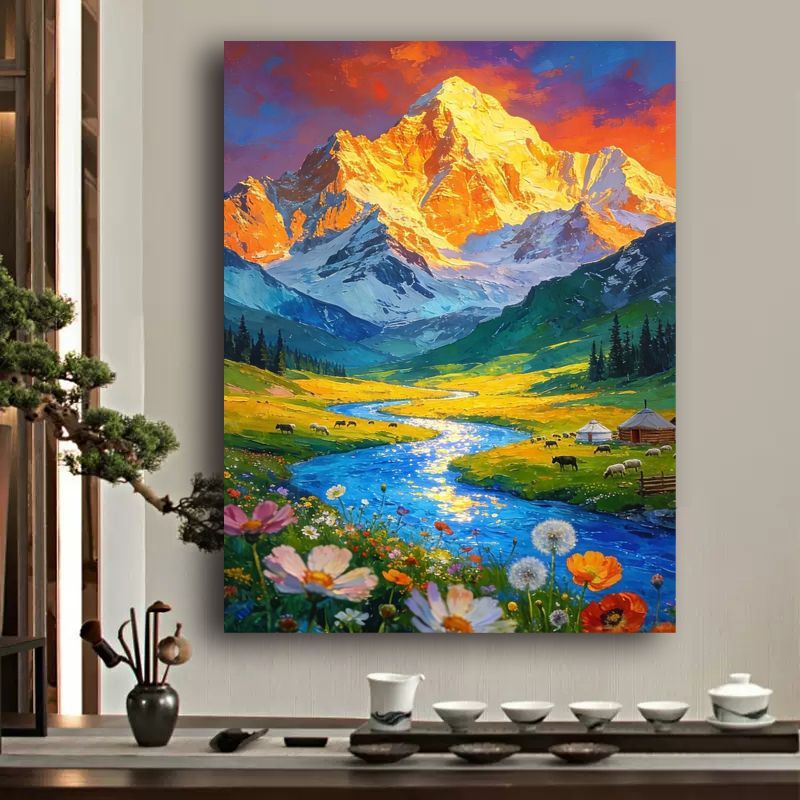 Vibrant Mountain Landscape Canvas Art Stornfield