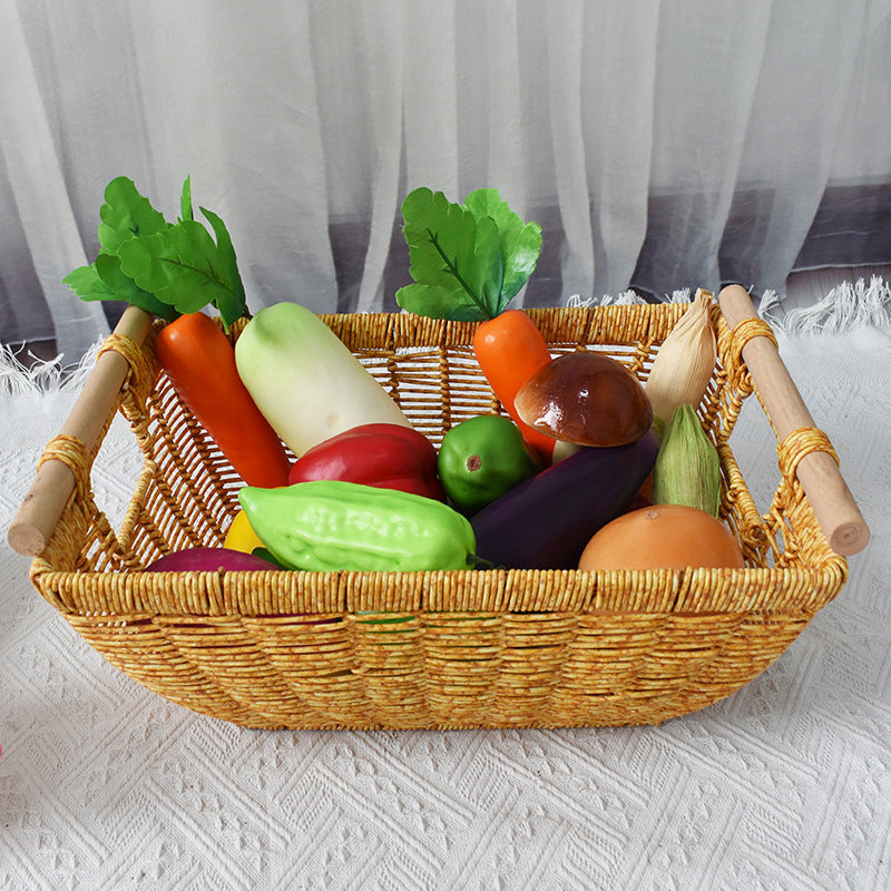Handwoven Storage Basket with Wooden Handles Stornfield