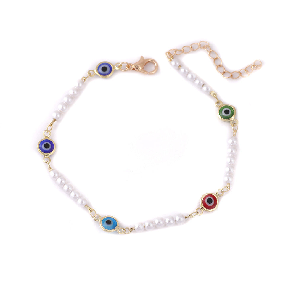 Pearl and Colorful Evil Eye Bracelet Stornfield
