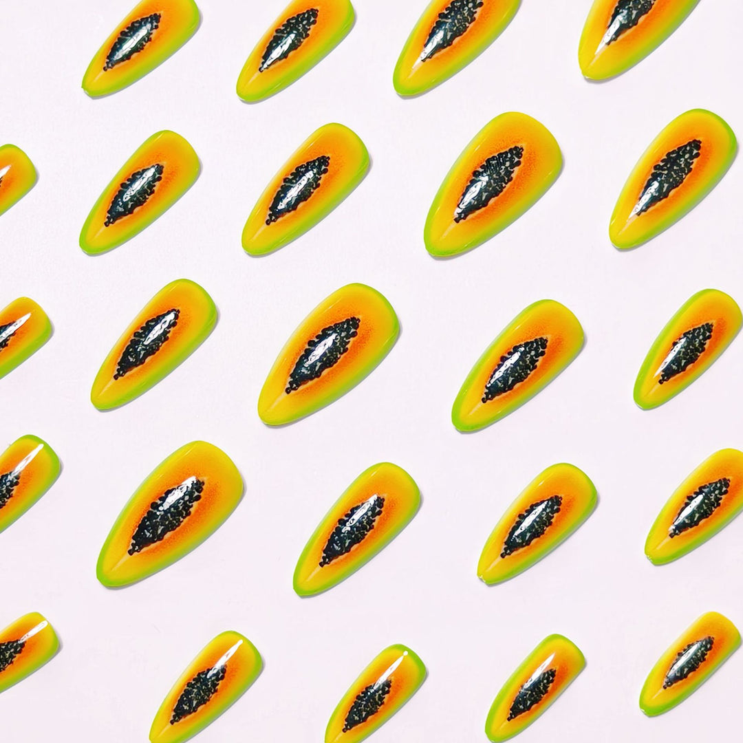 Artificial Nails in Exotic Papaya Design Stornfield