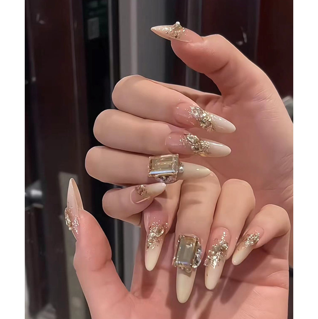 Glamorous Stiletto Press-On Nail Set with Metallic Accents Stornfield