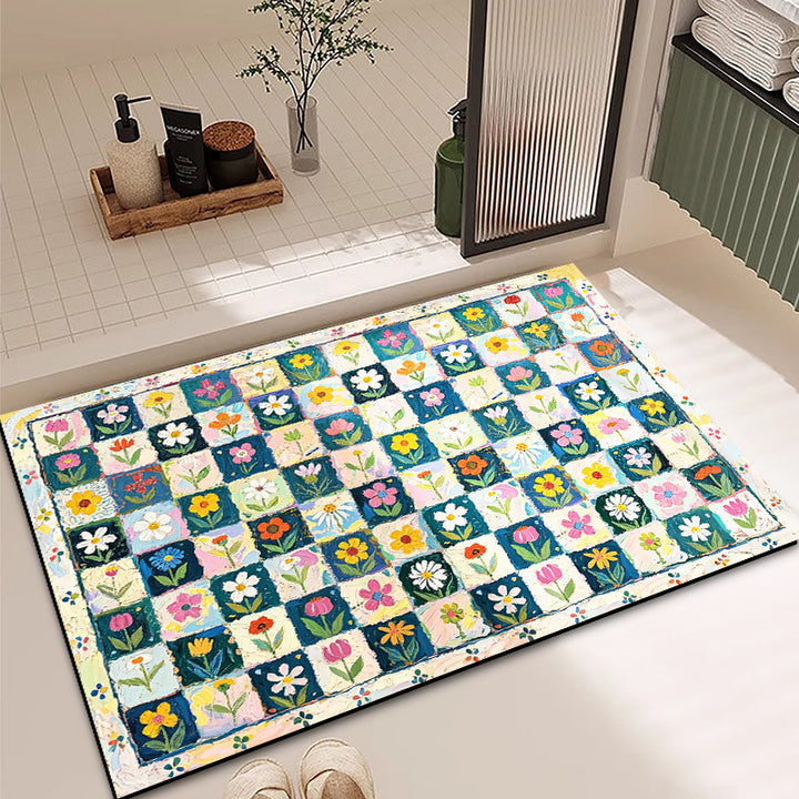 Vibrant Floral Pattern Bath Mat