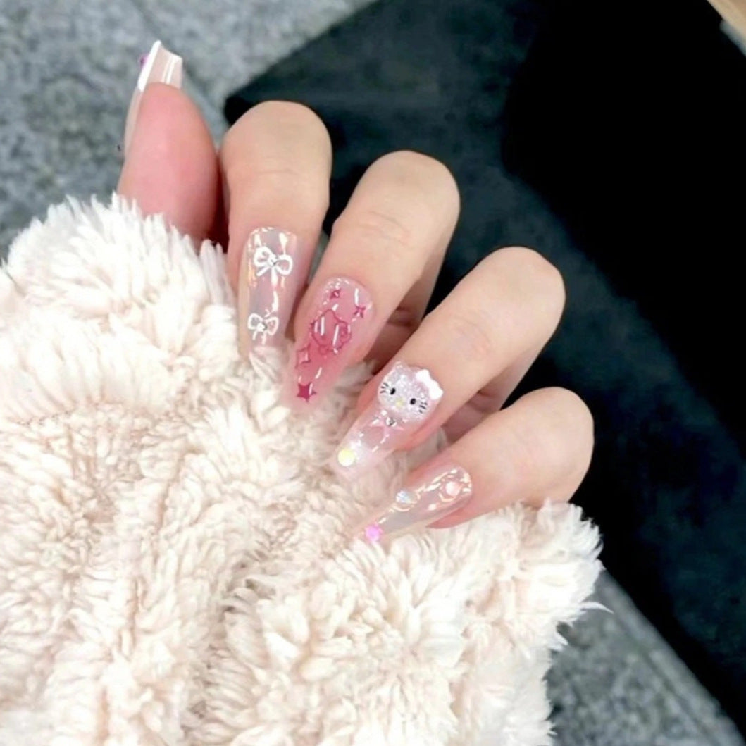 Decorative Press-On Nail Set with Character Accents Stornfield