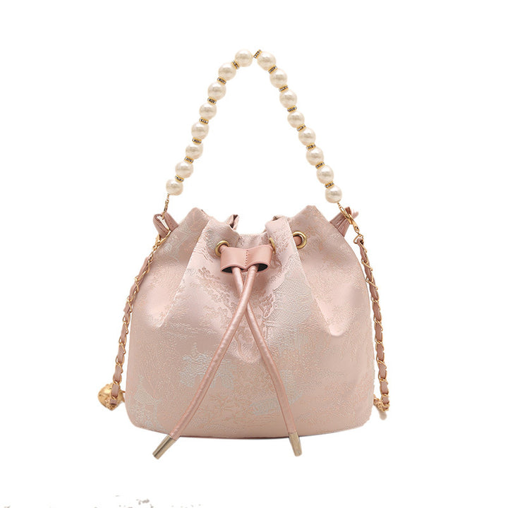 Elegant Floral Print Drawstring Bucket Bag Stornfield