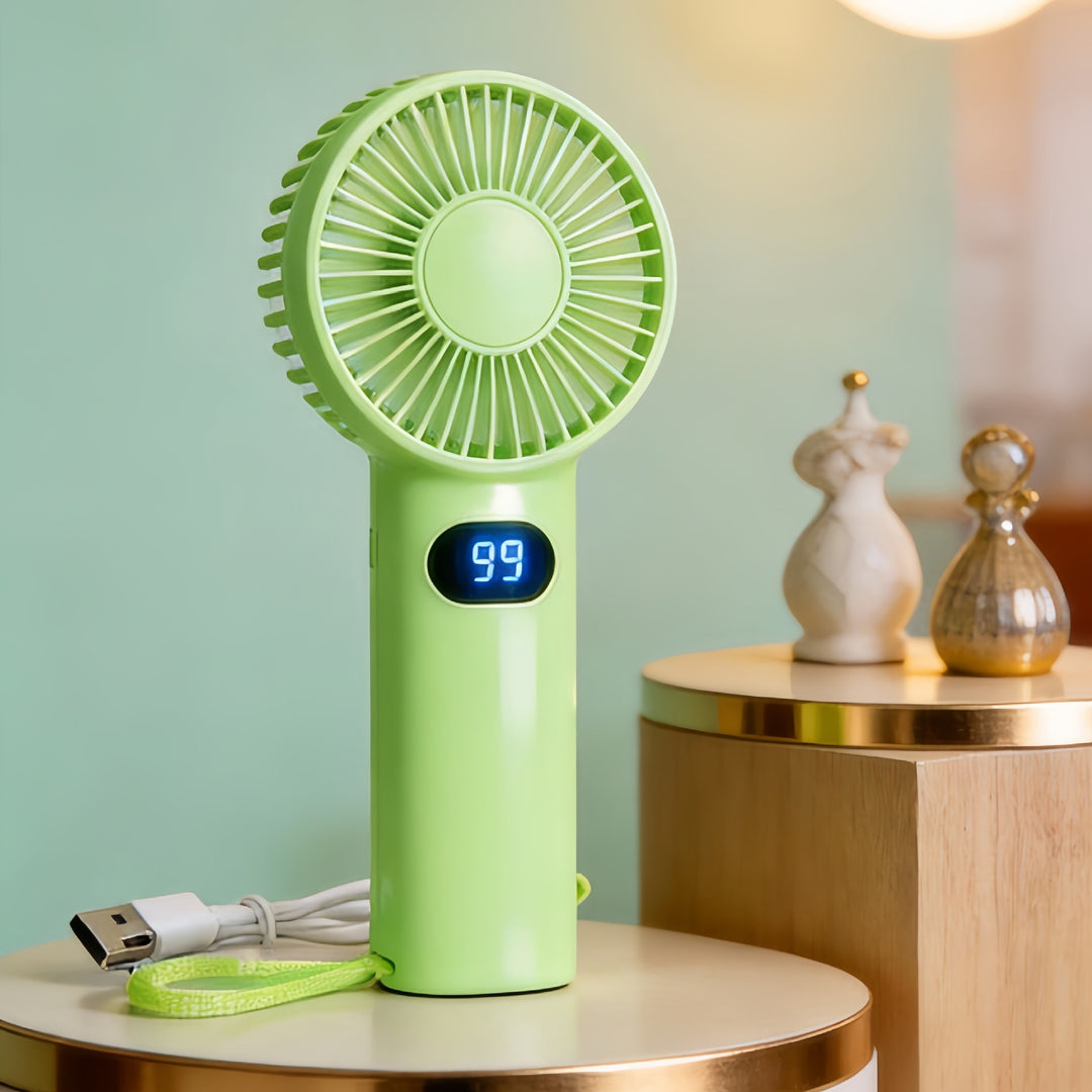 Women's portable high-performance hand fan with digital speed display Stornfield