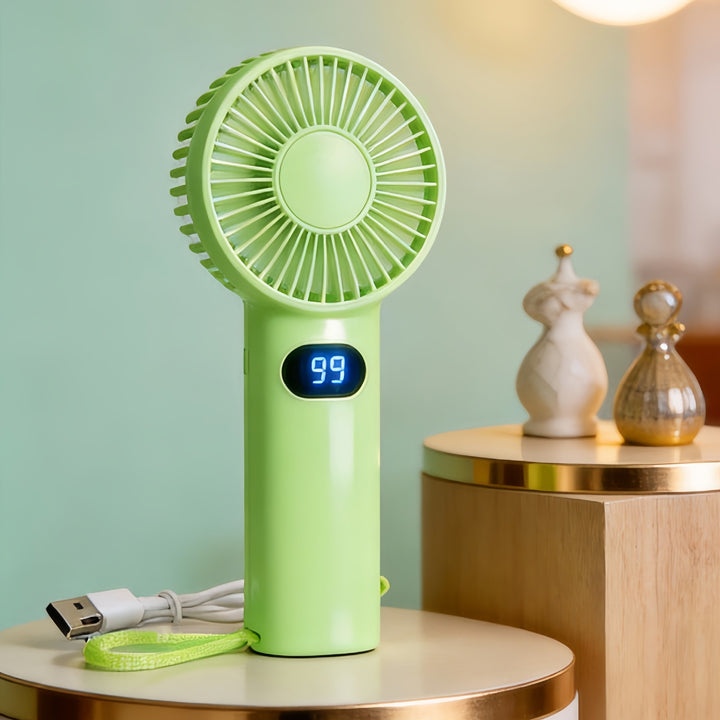 Women's portable high-performance hand fan with digital speed display Stornfield
