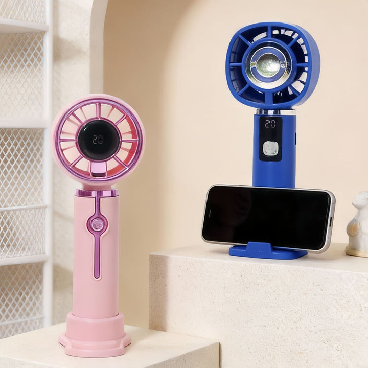Women's Portable Hand Fan with LCD Temperature Display and USB Charging Function Stornfield