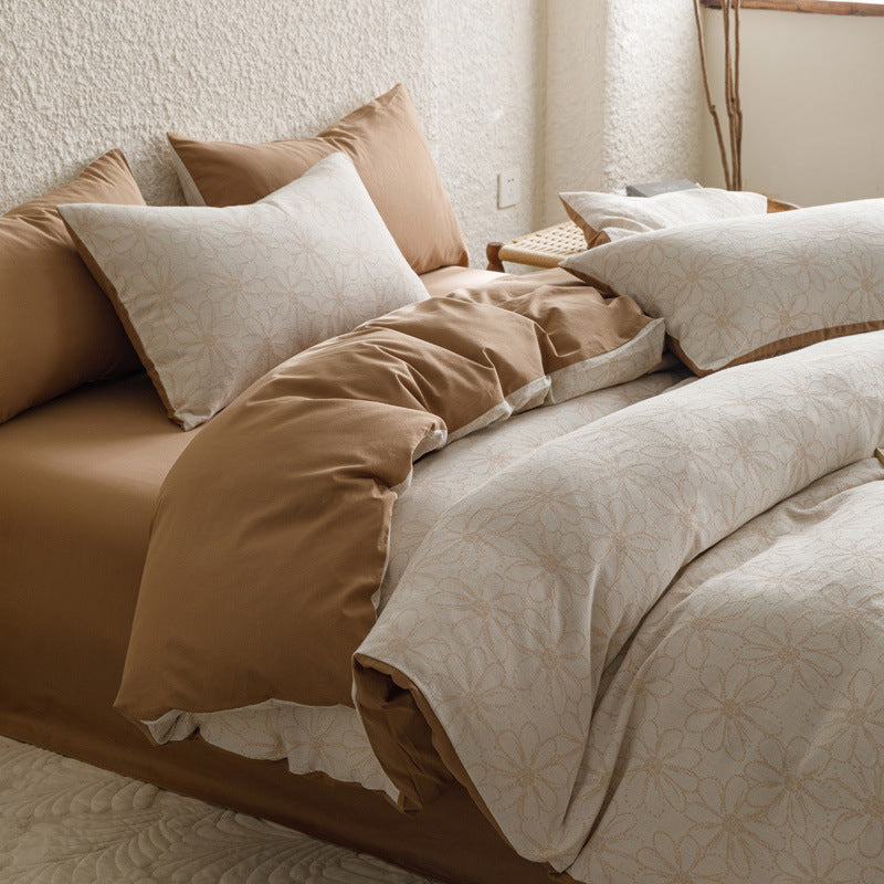 Premium duvet cover set made of cotton percale with subtle paisley relief texture