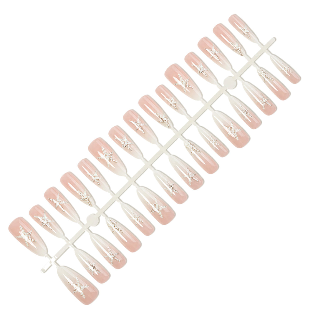 Artificial nail set with elegant star motifs Stornfield