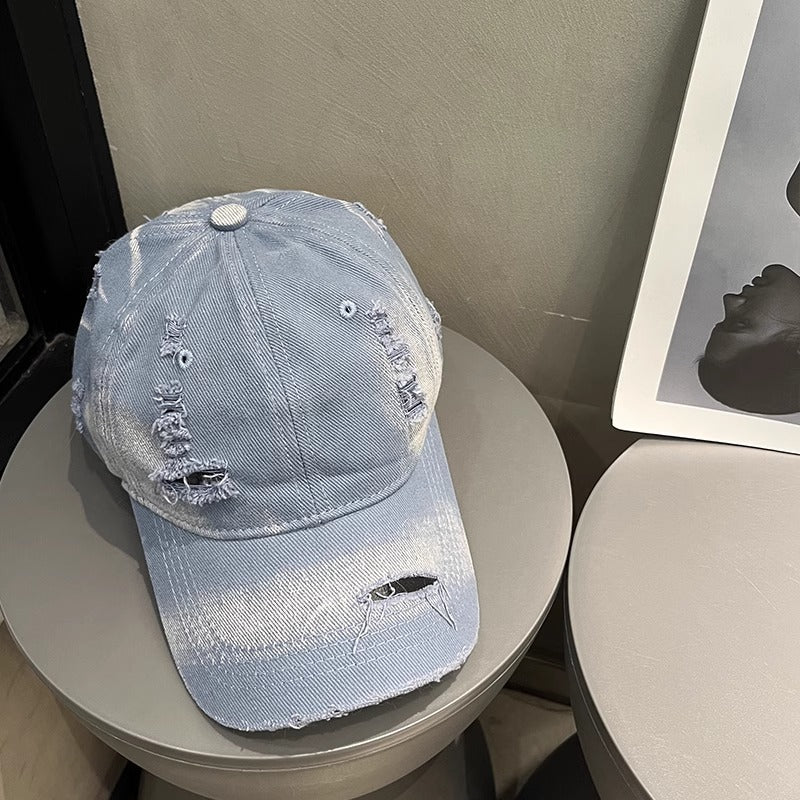 Women's Distressed Black Denim Baseball Cap Stornfield
