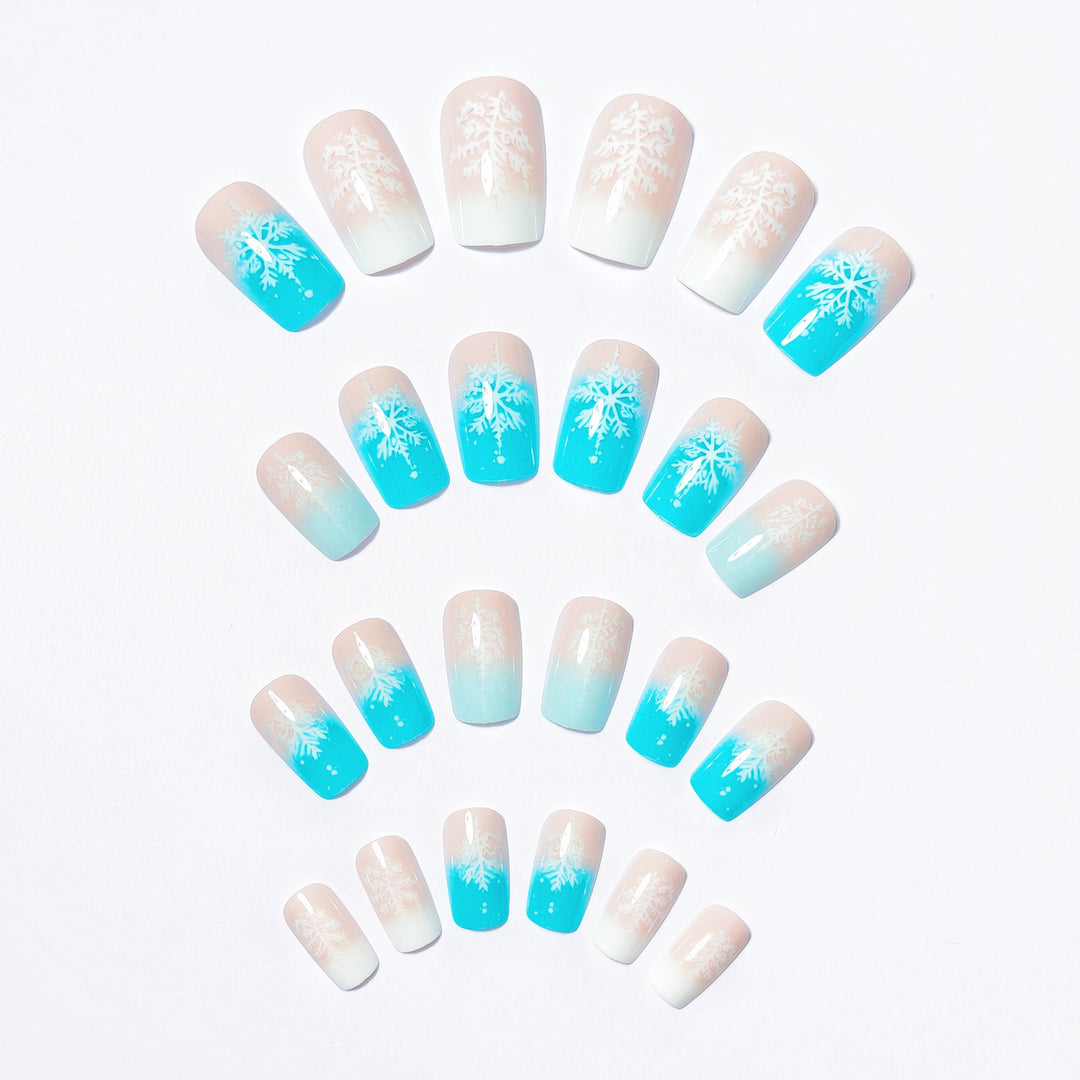 Wintry Artistic Nails with Shimmering Snowflake Design Stornfield